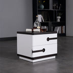 Contemporary Scandinavian Veneered Plywood Bedside Table - Two Drawer Walnut White Contrast Nightstand For Bedroom Lumendat