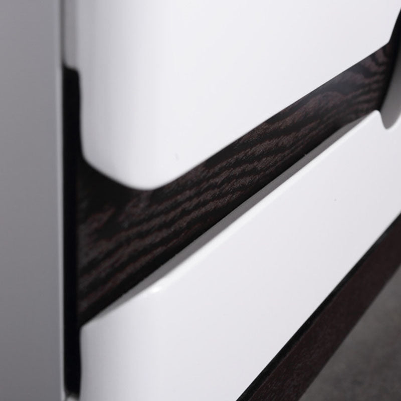 Contemporary Scandinavian Veneered Plywood Bedside Table - Two Drawer Walnut White Contrast Nightstand For Bedroom Lumendat