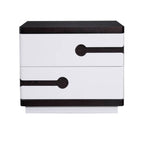Contemporary Scandinavian Veneered Plywood Bedside Table - Two Drawer Walnut White Contrast Nightstand For Bedroom Lumendat