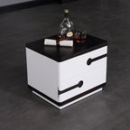 Contemporary Scandinavian Veneered Plywood Bedside Table - Two Drawer Walnut White Contrast Nightstand For Bedroom Lumendat