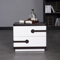 Contemporary Scandinavian Veneered Plywood Bedside Table - Two Drawer Walnut White Contrast Nightstand For Bedroom Lumendat
