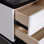 Contemporary Scandinavian Veneered Plywood Bedside Table - Two Drawer Walnut White Contrast Nightstand For Bedroom Lumendat