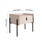 Modern Minimalist Veneered Plywood Nightstand - Matte Black Frame 1-Drawer Bedside Table For Bedroom Lumendat