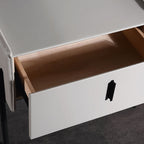 Modern Minimalist Veneered Plywood Nightstand - Matte Black Frame 1-Drawer Bedside Table For Bedroom Lumendat