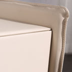 Modern Minimalist Veneered Plywood Nightstand - Matte Black Frame 1-Drawer Bedside Table For Bedroom Lumendat
