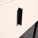 Modern Minimalist Veneered Plywood Nightstand - Matte Black Frame 1-Drawer Bedside Table For Bedroom Lumendat