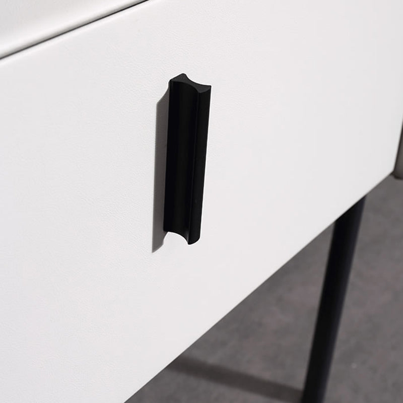 Modern Minimalist Veneered Plywood Nightstand - Matte Black Frame 1-Drawer Bedside Table For Bedroom Lumendat