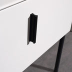 Modern Minimalist Veneered Plywood Nightstand - Matte Black Frame 1-Drawer Bedside Table For Bedroom Lumendat