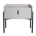 Modern Minimalist Veneered Plywood Nightstand - Matte Black Frame 1-Drawer Bedside Table For Bedroom Lumendat