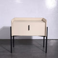 Modern Minimalist Veneered Plywood Nightstand - Matte Black Frame 1-Drawer Bedside Table For Bedroom Lumendat