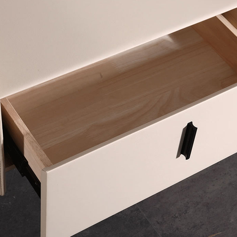 Modern Minimalist Veneered Plywood Nightstand - Matte Black Frame 1-Drawer Bedside Table For Bedroom Lumendat