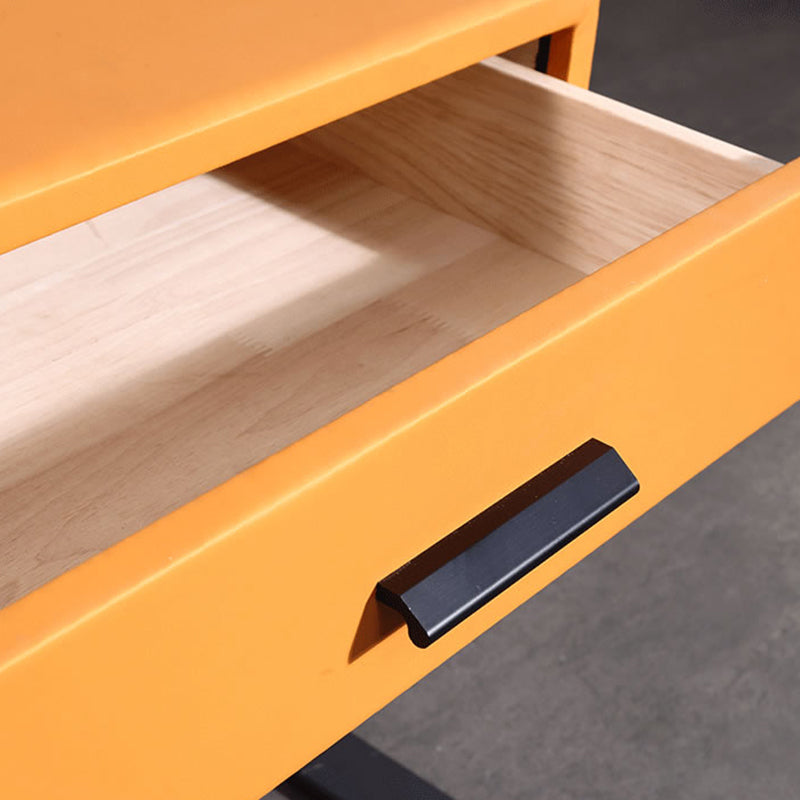 Contemporary Industrial X-Shaped Bedside Table - Veneered Plywood 1-Drawer Nightstand For Bedroom Lumendat