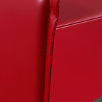 Contemporary Scandinavian Red Faux Leather Nightstand - Square 1-Drawer Bedside Table For Bedroom Lumendat