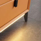 Contemporary Wireless Charger & LED Sensor Light Nightstand - Sintered Stone Top 2-Drawer For Bedroom Lumendat