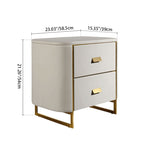 Modern Luxury Gold Titanium Faux Leather Nightstand - Soft-Touch Bedside Table For Bedroom Lumendat