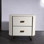 Modern Luxury Gold Titanium Faux Leather Nightstand - Soft-Touch Bedside Table For Bedroom Lumendat