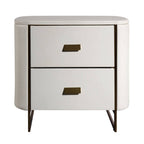 Modern Luxury Gold Titanium Faux Leather Nightstand - Soft-Touch Bedside Table For Bedroom Lumendat