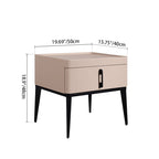 Contemporary Matte Metal Faux Leather Bedside Table - 1-Drawer Nightstand For Bedroom Lumendat