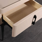 Contemporary Matte Metal Faux Leather Bedside Table - 1-Drawer Nightstand For Bedroom Lumendat