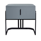 Contemporary Scandinavian Faux Leather Bedside Table - Curved Square 1-Drawer For Bedroom Lumendat