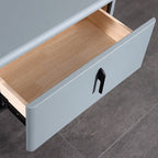 Contemporary Scandinavian Faux Leather Bedside Table - Curved Square 1-Drawer For Bedroom Lumendat