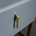 Contemporary Scandinavian Faux Leather Bedside Table - Curved Square 1-Drawer For Bedroom Lumendat