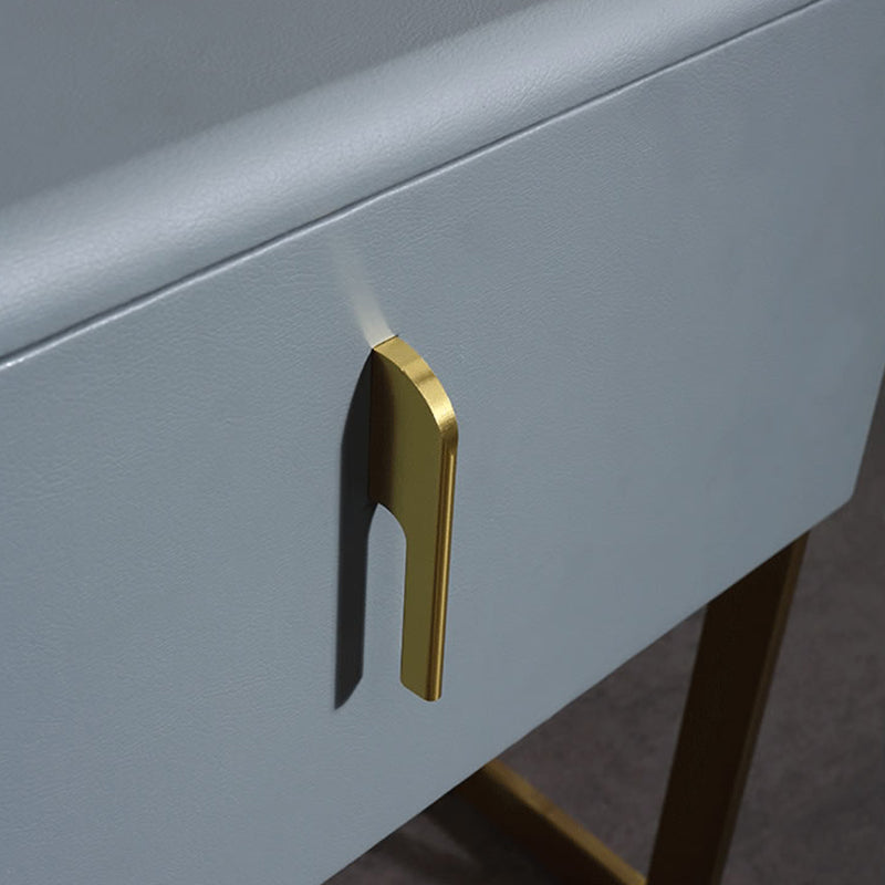 Contemporary Scandinavian Faux Leather Bedside Table - Curved Square 1-Drawer For Bedroom Lumendat