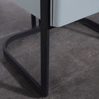 Contemporary Scandinavian Faux Leather Bedside Table - Curved Square 1-Drawer For Bedroom Lumendat