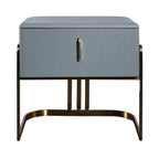 Contemporary Scandinavian Faux Leather Bedside Table - Curved Square 1-Drawer For Bedroom Lumendat