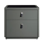 Contemporary Nordic Faux Leather Bedside Table - Elegant Glass Top 2-Drawers For Bedroom Lumendat