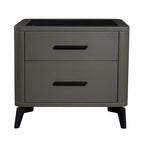 Modern Luxury Faux Leather Nightstand With Glass Top - 2 Drawer Bedside Table For Bedroom Lumendat