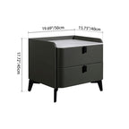 Contemporary Nordic Dual-Finish Nightstand - Square Sintered Stone Top Bedside Table For Bedroom Lumendat