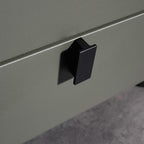 Contemporary Nordic Dual-Finish Nightstand - Square Sintered Stone Top Bedside Table For Bedroom Lumendat