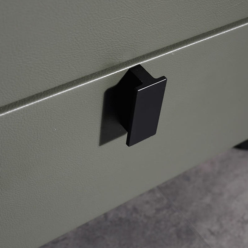 Contemporary Nordic Dual-Finish Nightstand - Square Sintered Stone Top Bedside Table For Bedroom Lumendat