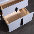 Modern Minimalist Faux Leather Nightstand - Square 2 Drawer Bedside Table For Bedroom Lumendat