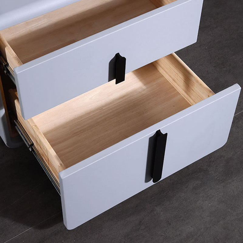 Modern Minimalist Faux Leather Nightstand - Square 2 Drawer Bedside Table For Bedroom Lumendat