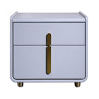 Modern Minimalist Faux Leather Nightstand - Square 2 Drawer Bedside Table For Bedroom Lumendat