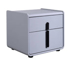 Modern Minimalist Faux Leather Nightstand - Square 2 Drawer Bedside Table For Bedroom Lumendat