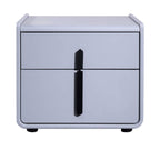 Modern Minimalist Faux Leather Nightstand - Square 2 Drawer Bedside Table For Bedroom Lumendat