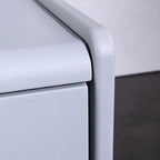 Modern Minimalist Faux Leather Nightstand - Square 2 Drawer Bedside Table For Bedroom Lumendat