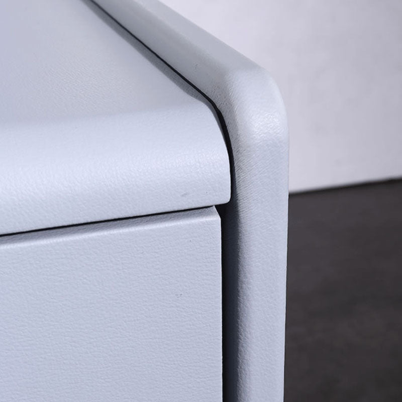 Modern Minimalist Faux Leather Nightstand - Square 2 Drawer Bedside Table For Bedroom Lumendat