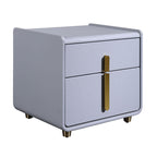 Modern Minimalist Faux Leather Nightstand - Square 2 Drawer Bedside Table For Bedroom Lumendat