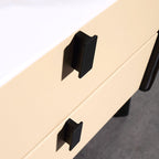 Contemporary Nordic Sintered Stone Metal Bedside Table - Curved Edges 2 Drawers Nightstand For Bedroom Lumendat