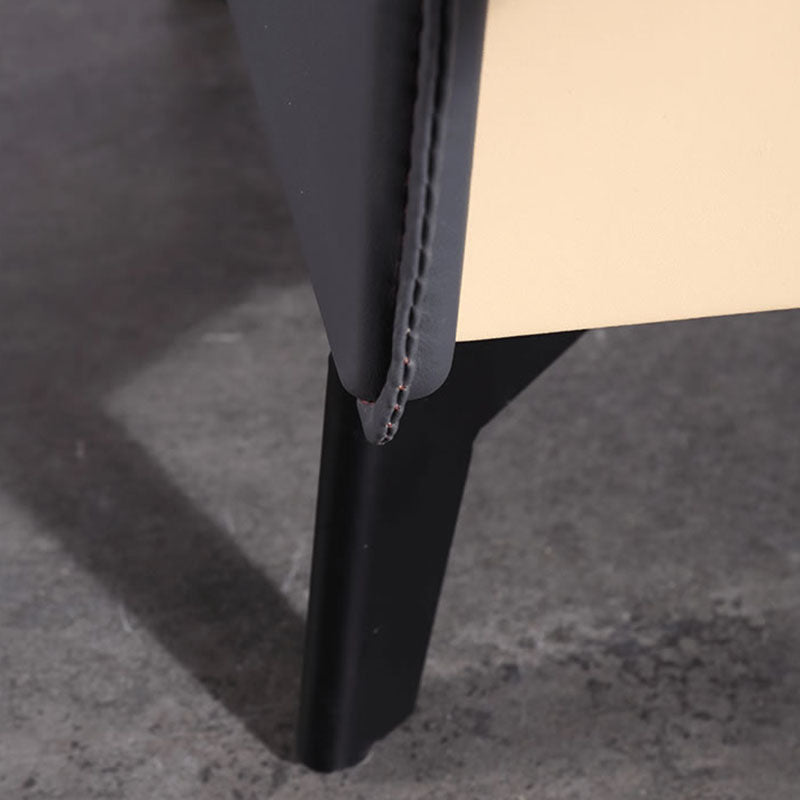 Contemporary Nordic Sintered Stone Metal Bedside Table - Curved Edges 2 Drawers Nightstand For Bedroom Lumendat