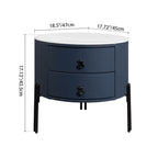 Contemporary Sintered Stone Top Metal Legs Nightstand - 2 Drawers Bedside Cabinet For Bedroom Lumendat