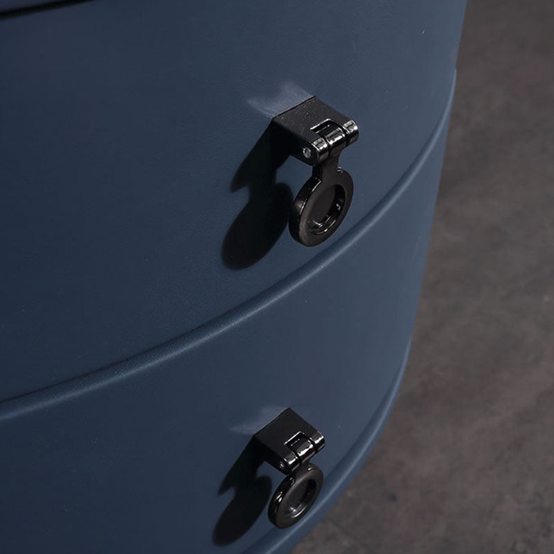 Contemporary Sintered Stone Top Metal Legs Nightstand - 2 Drawers Bedside Cabinet For Bedroom Lumendat