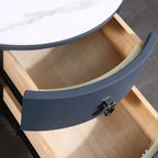 Contemporary Sintered Stone Top Metal Legs Nightstand - 2 Drawers Bedside Cabinet For Bedroom Lumendat