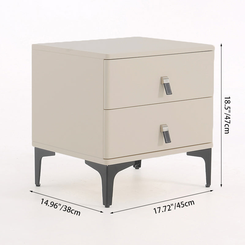 Modern Minimalist Elegant 2 Drawers Nightstand - Soft Rounded Edges Bedside Table For Bedroom Lumendat