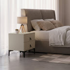 Modern Minimalist Elegant 2 Drawers Nightstand - Soft Rounded Edges Bedside Table For Bedroom Lumendat