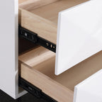 Modern Minimalist High-Gloss Veneer 2 Drawers Nightstand - Diamond Texture Bedside Table For Bedroom Lumendat